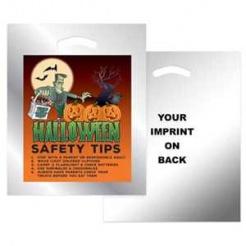 "Halloween Safety Tips" Take Home Bags 12"x15" Reflective Silver (Custom)